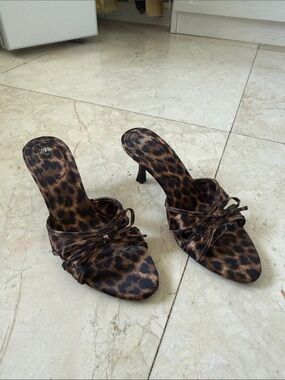 Zara Leopard-Print Strappy Mule Heels - Brown & Black